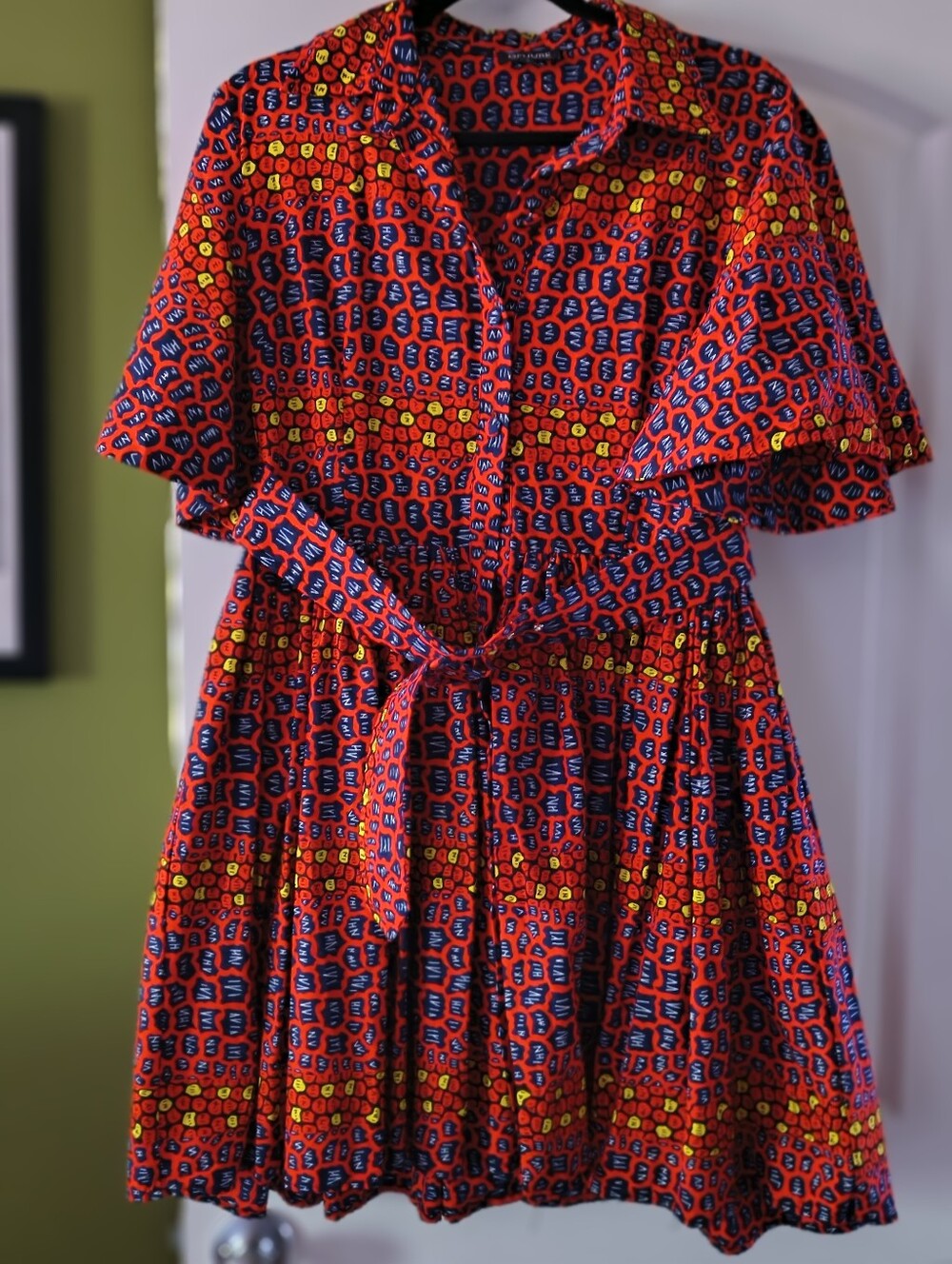Funky Ofuure Wing Sleeve Button Down Dress Size Large
